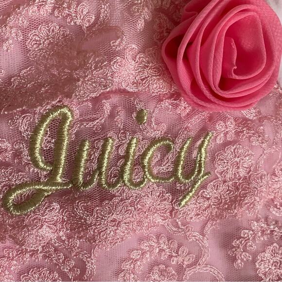 Juicy Couture Warm Plush Pink One Piece Zippered| 3-6 month | Gold Booties - Picture 4 of 12